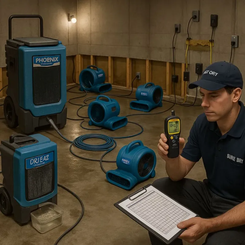 Structural Drying and Dehumidification process in Yell County, AR
